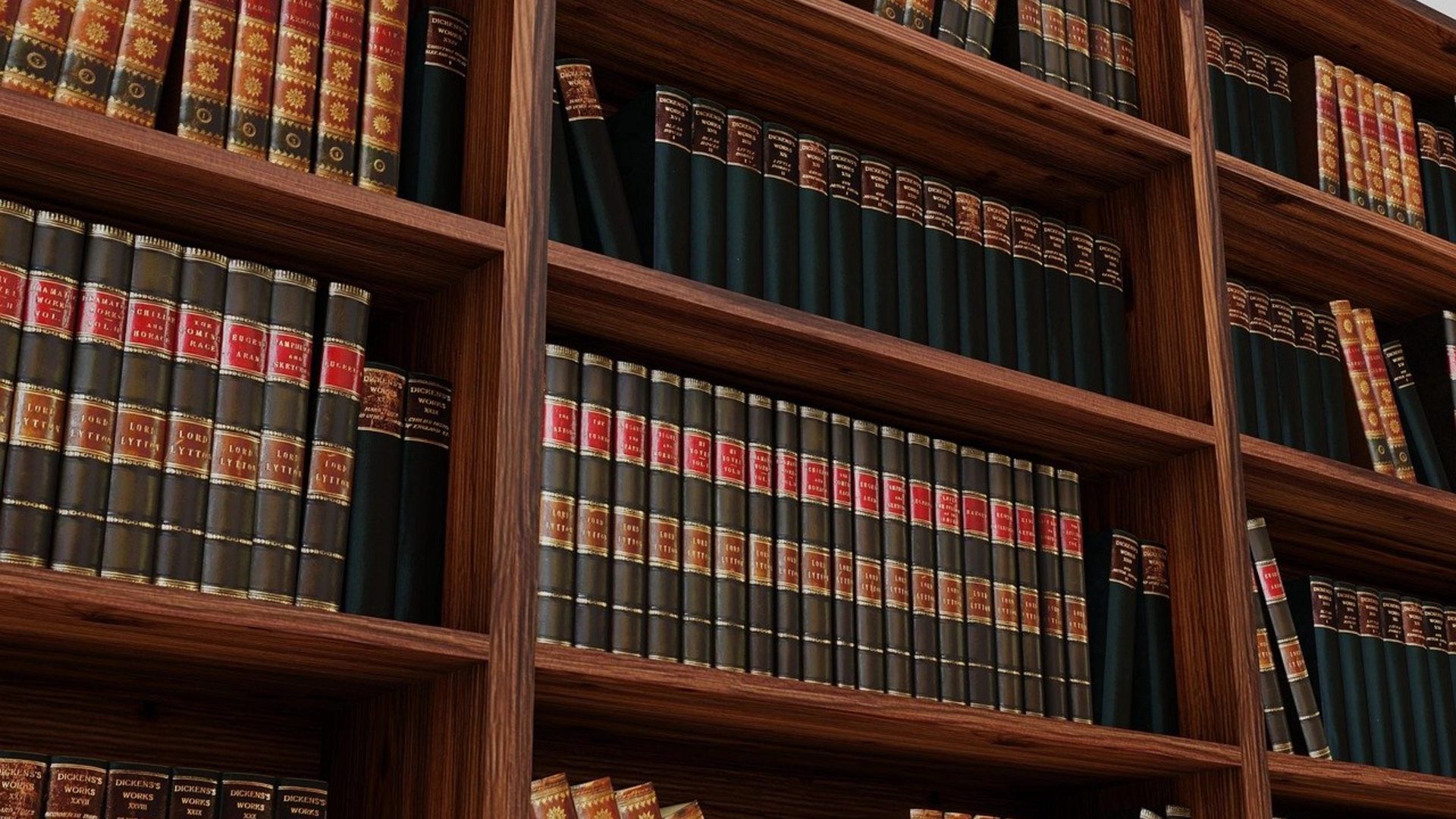 Stock photo of a bookcase filled with books, similar to the types found in a lawyer's office.