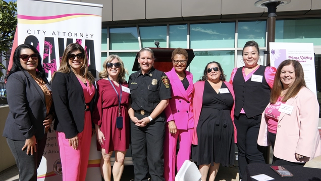 Los Angeles Mayor Karen Bass, City Attorney Hydee Feldstein Soto, Fire Chief Kristin Crowley and other women celebrate Women's History Month, March 15, 2024.